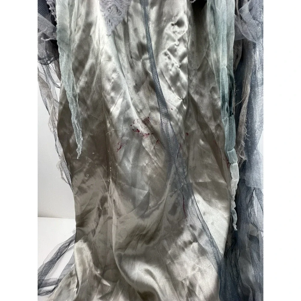 Spirit Halloween Costume Child XL (14-16) Silver‎ Zombie Bride Faux Blood Stains